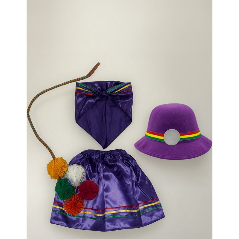 Traje Nortino Baile Nortino 3pzs + Pompon Fiestas Patrias Violeta Xl