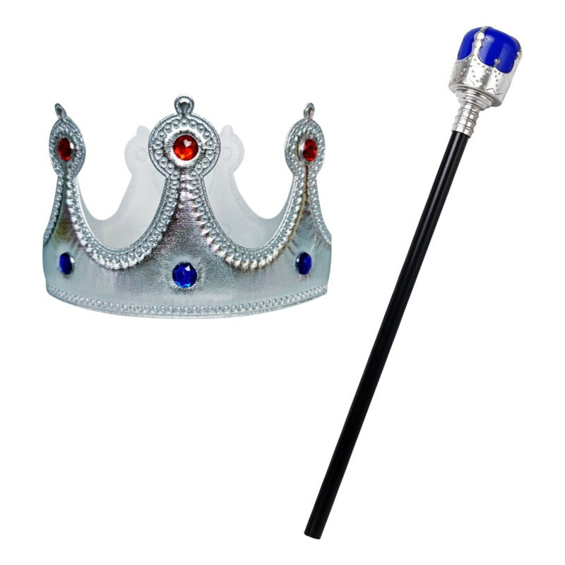 Set De Rey Corona + Cetro Disfraz Cosplay Niños