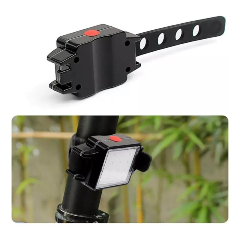 Luz Led Bicicleta Usb Trasera Cuadrada Negro