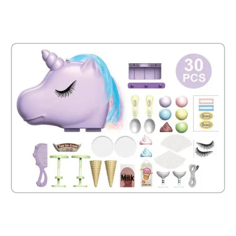 Juguete Cartera 2 En 1 Unicornio Heladeria /peluqueria