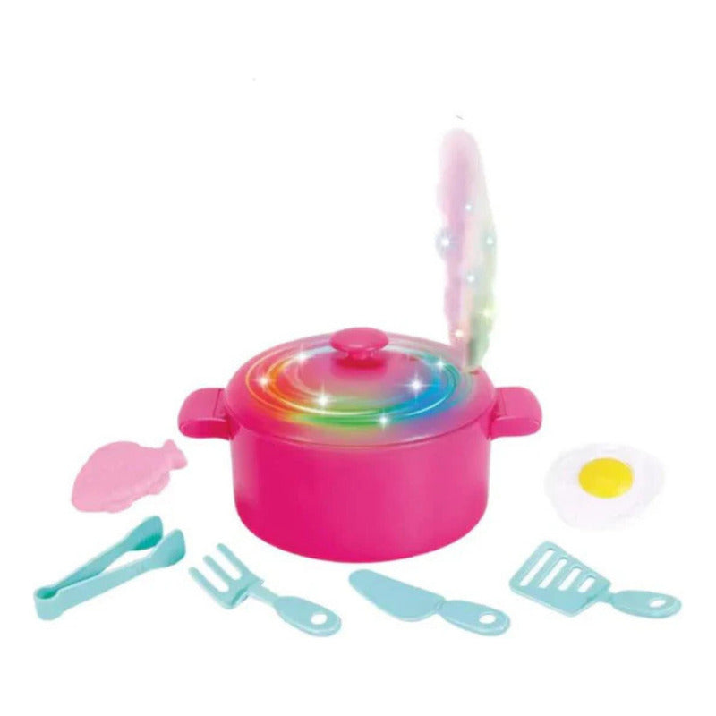 Olla De Juguete Con Luz Sonido Vapor Fucsia