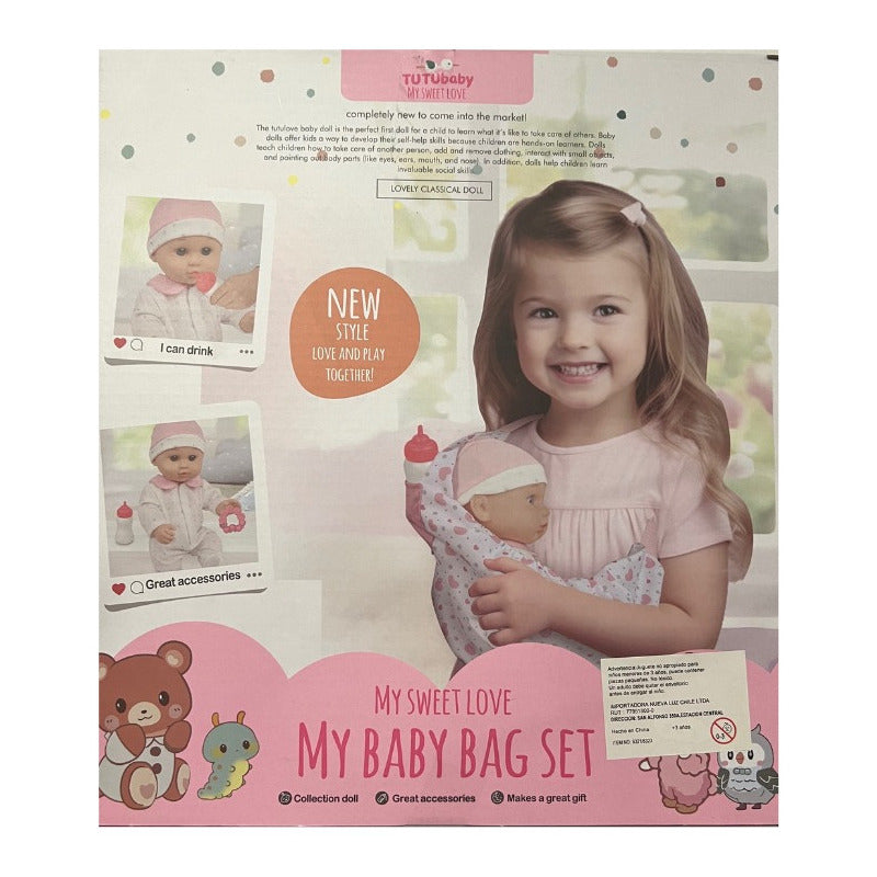 Muñeca Bebe Con Porta Muñecas + Accesorios Juguete Niñas