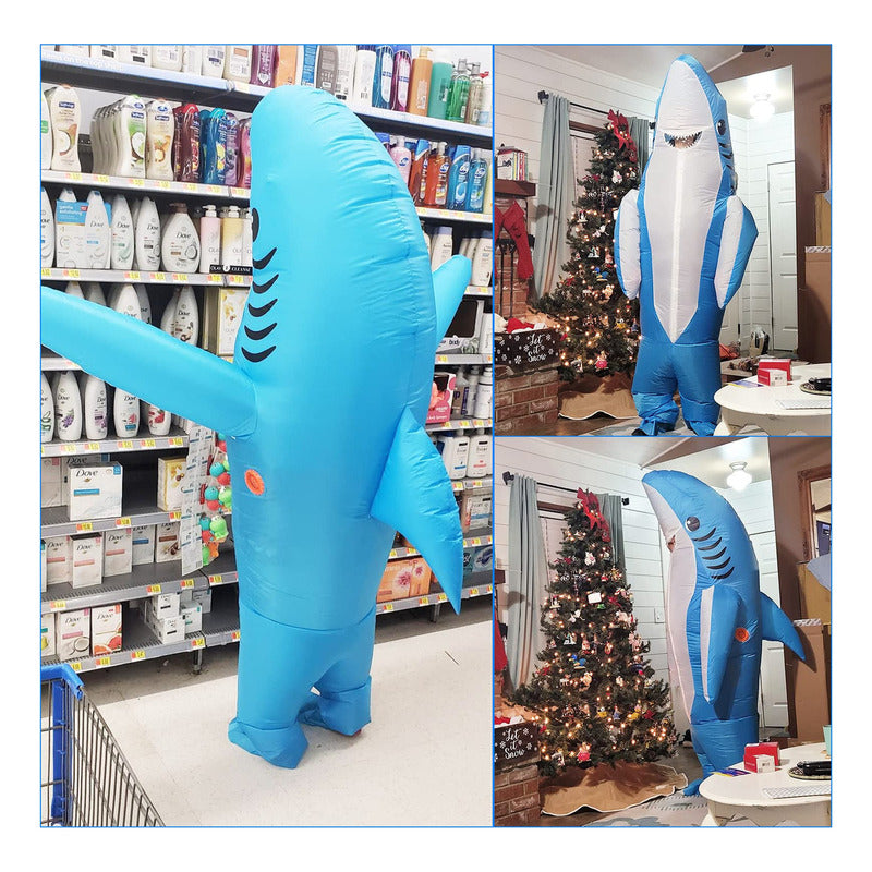 Disfraz Inflable Para Halloween, Tamaño Adulto, De Tiburón Azul, De Poptrend