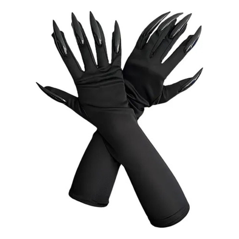 Guantes Largos Con Uñas Garras Disfraz Cosplay Halloween Negro