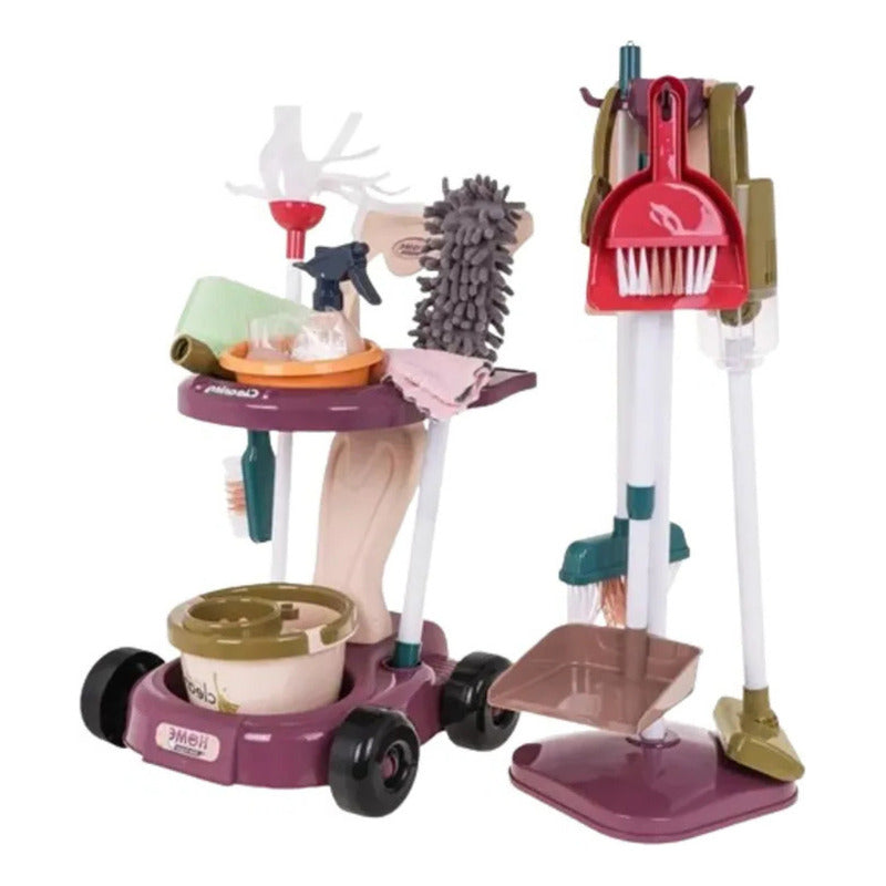 Set Aseo Juego De Limpieza Juguete Didáctico Niños 26pcs Burdeo