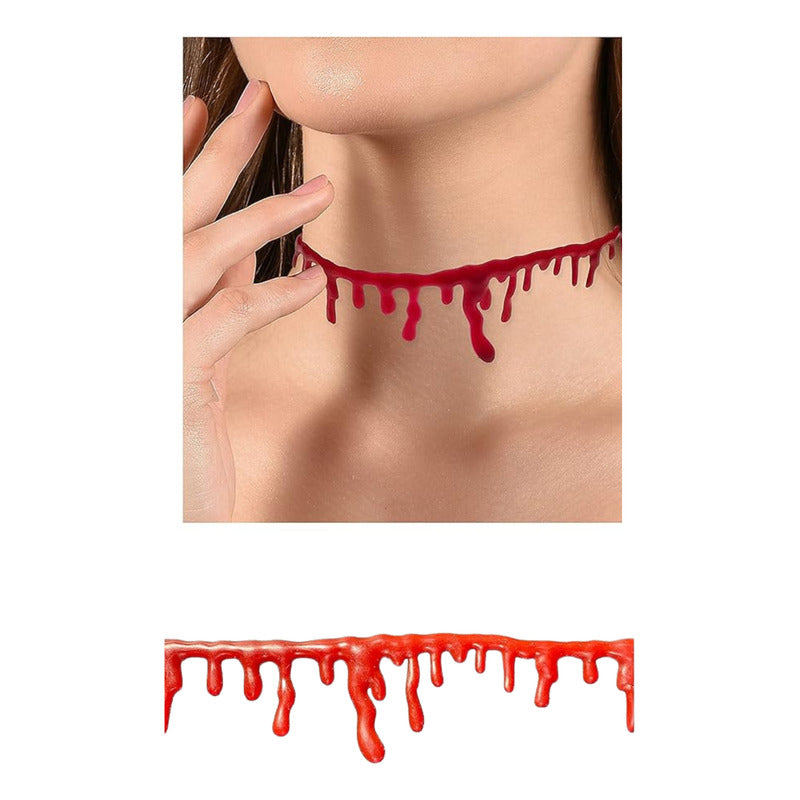 Collar De Sangre Accesorio Disfraz Halloween Rojo