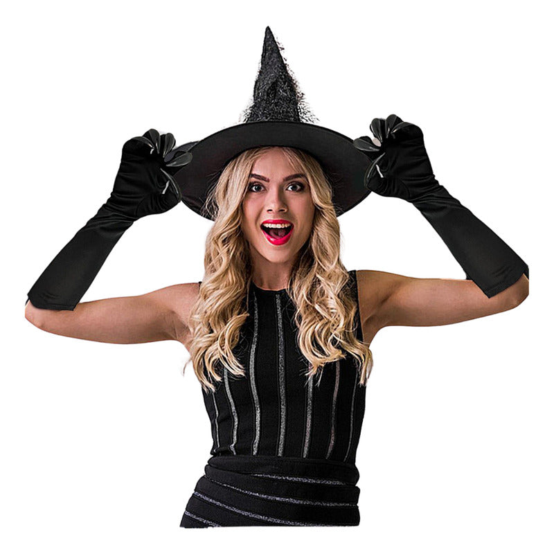 Guantes Largos Con Uñas Garras Disfraz Cosplay Halloween Negro