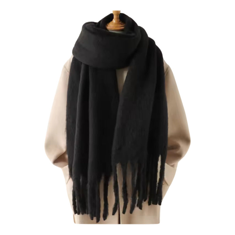 Bufanda Maxi Alpaca Unicolor Negro Liso Standar