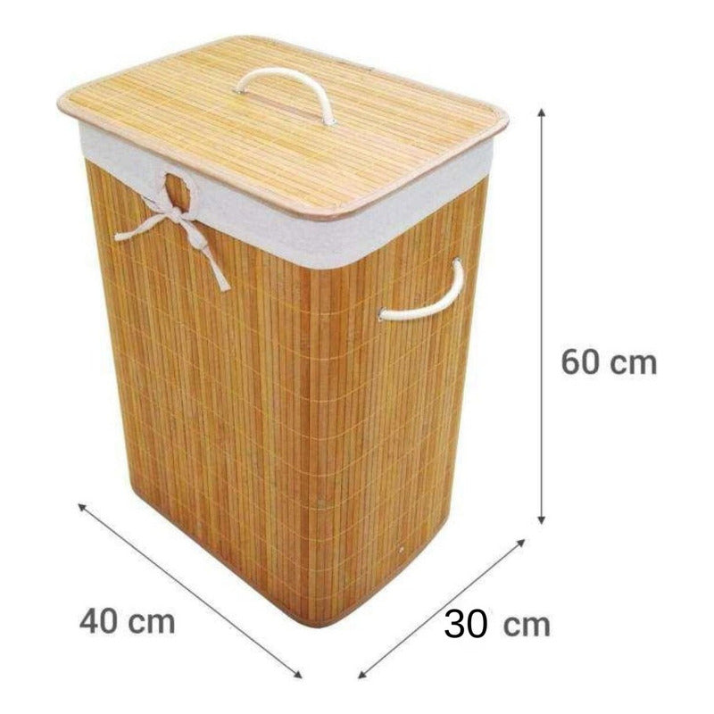Cesto Ropa Rectangular Bambú