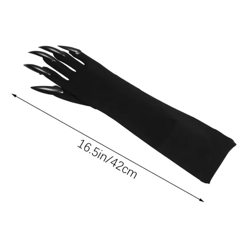 Guantes Largos Con Uñas Garras Disfraz Cosplay Halloween Negro