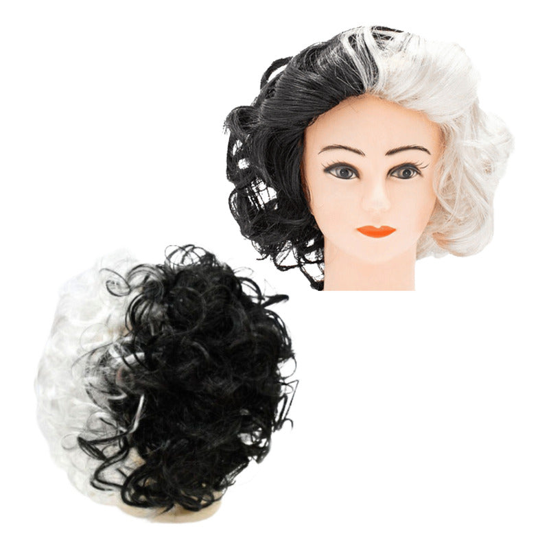 Set Disfraz Cruella De Vil Cosplay Negro-blanco Standar