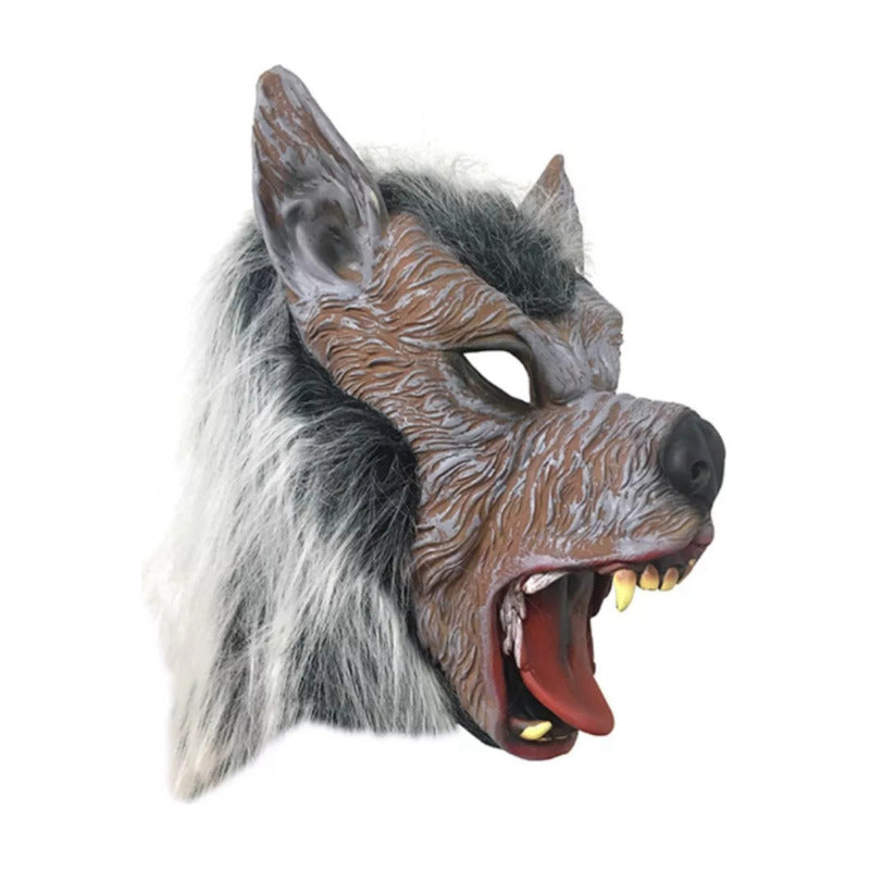 Mascara De Hombre Lobo + Guantes Color Gris Oscuro