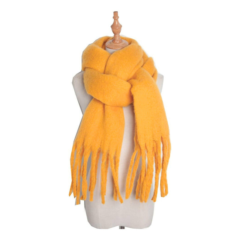 Bufanda Maxi Alpaca Unicolor Mostaza Liso Standar