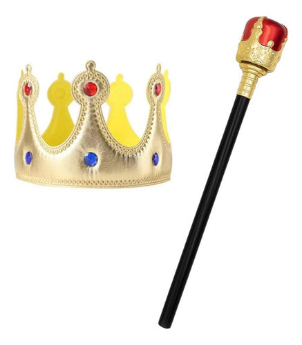 Set De Rey Corona + Cetro Disfraz Cosplay Niños