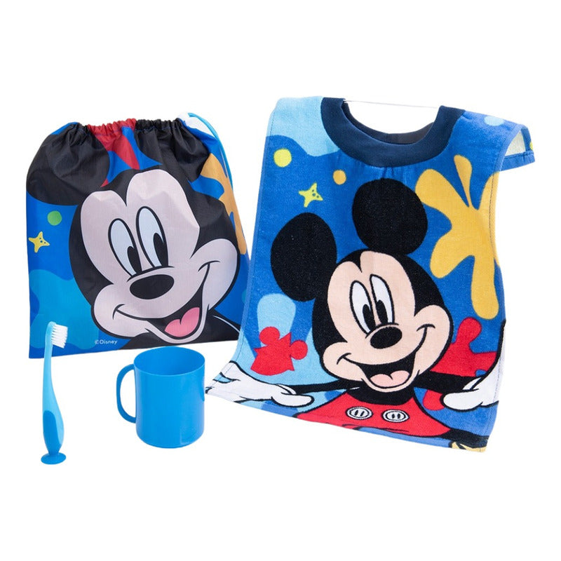Kit 4 Pzas Párvulo Toalla Vaso Cepillo Y Bolsa Para Niños