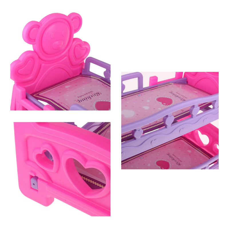 Cuna Camarote Para Muñecas Juguete Rosa