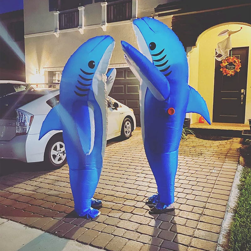 Disfraz Inflable Para Halloween, Tamaño Adulto, De Tiburón Azul, De Poptrend
