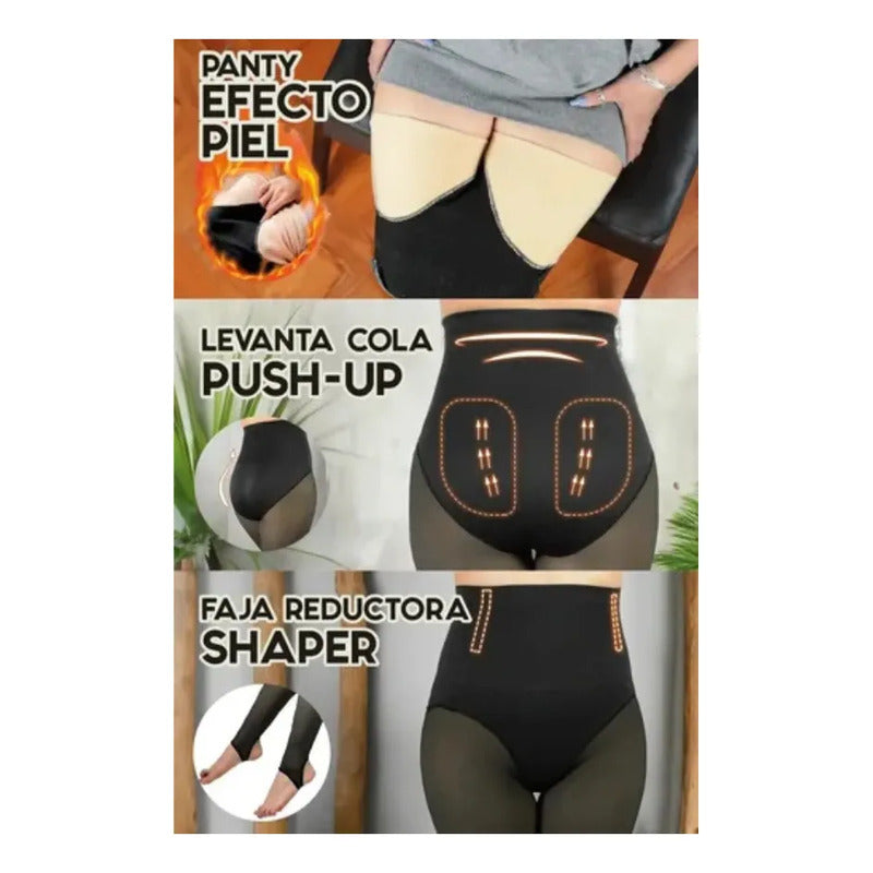 Calza Efecto Piel Polar Faja Reductora Levanta Cola Sin Pie Negra Efecto Piel S-m