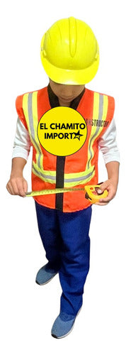 Disfraz De Constructor Para Niños Con Casco Y Juguetes