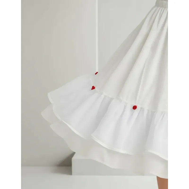 Falso Falda Baile Cueca Tradición Fecha Patrias Flor Blanco Lisa S S