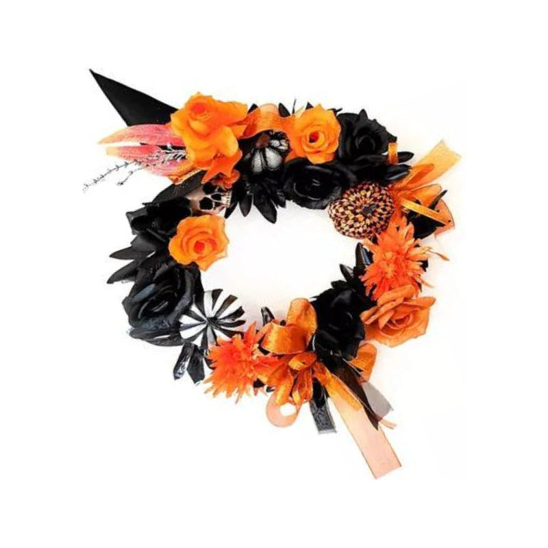Decoración Corona Calavera Flores Halloween