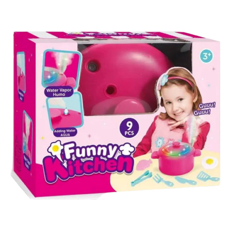 Olla De Juguete Con Luz Sonido Vapor Fucsia