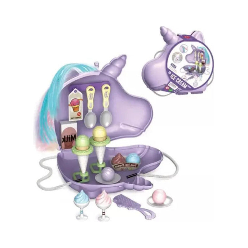 Juguete Cartera 2 En 1 Unicornio Heladeria /peluqueria