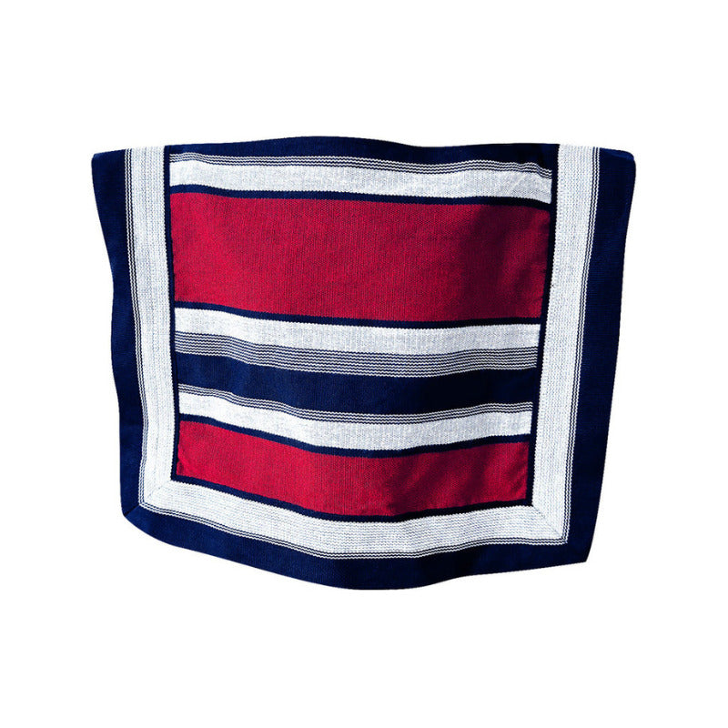 Manta Poncho Juvenil- Adulto Huaso Cueca Fiestas Patrias Rojo Rayas 90x60