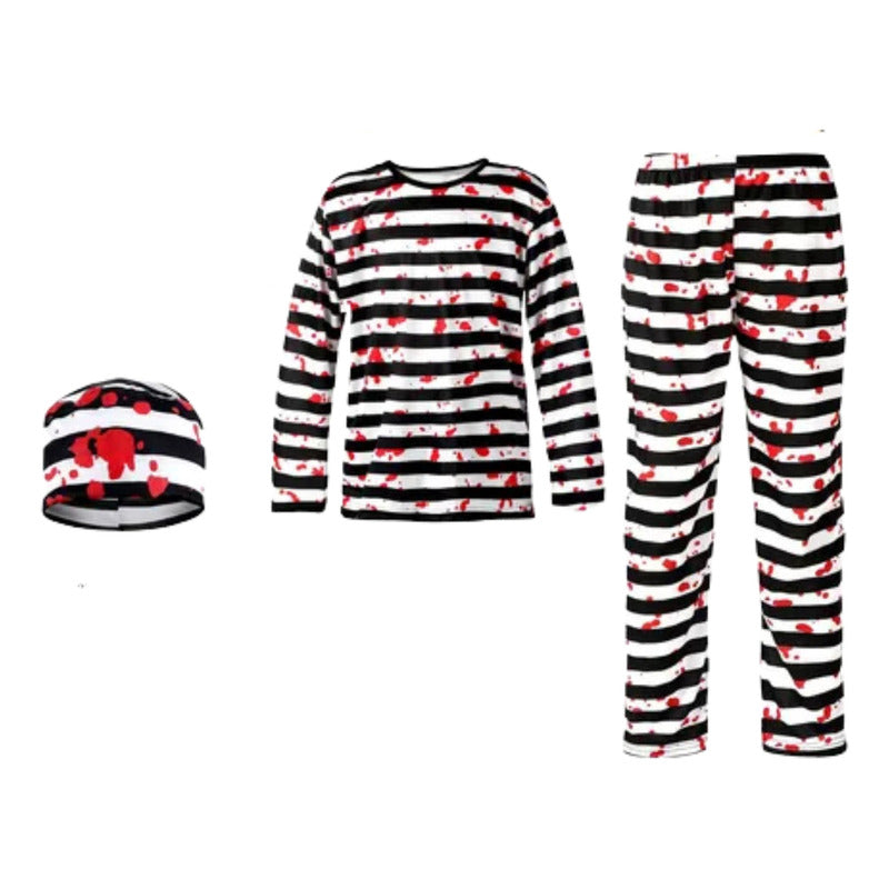 Disfraz Preso Sangriento Niño Cosplay Halloween Negro-blanco 3-4