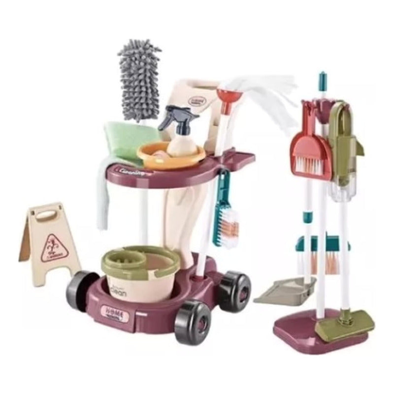 Set Aseo Juego De Limpieza Juguete Didáctico Niños 26pcs Burdeo