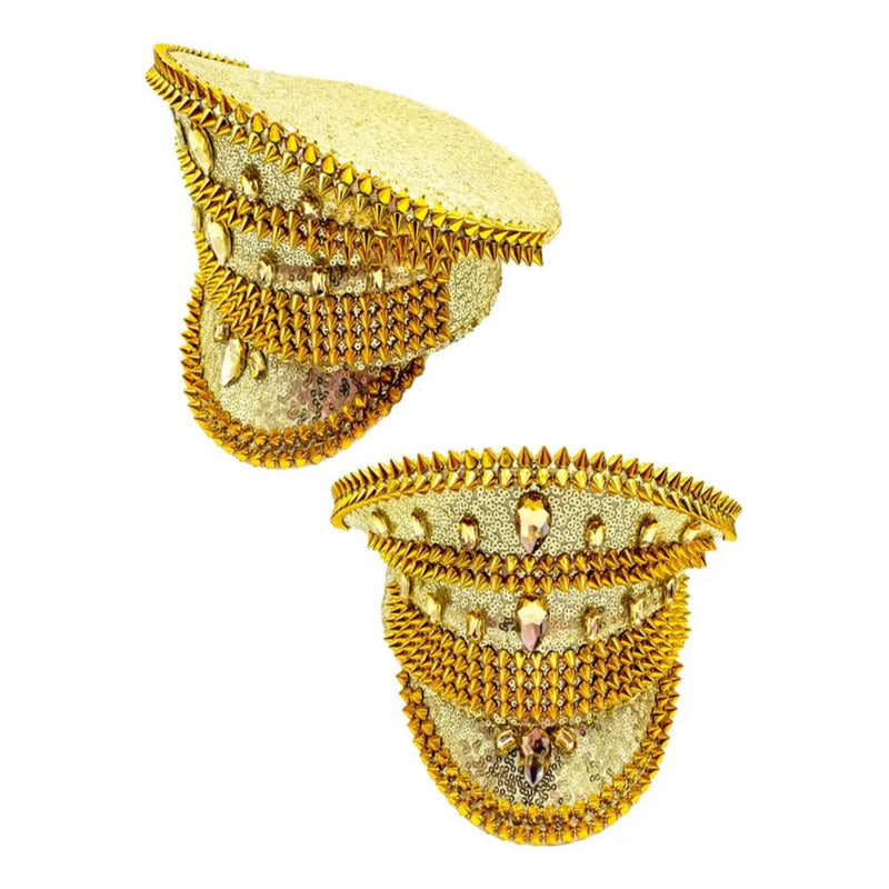 Gorro Capitana Brillos Glitter Fiestas Dorado
