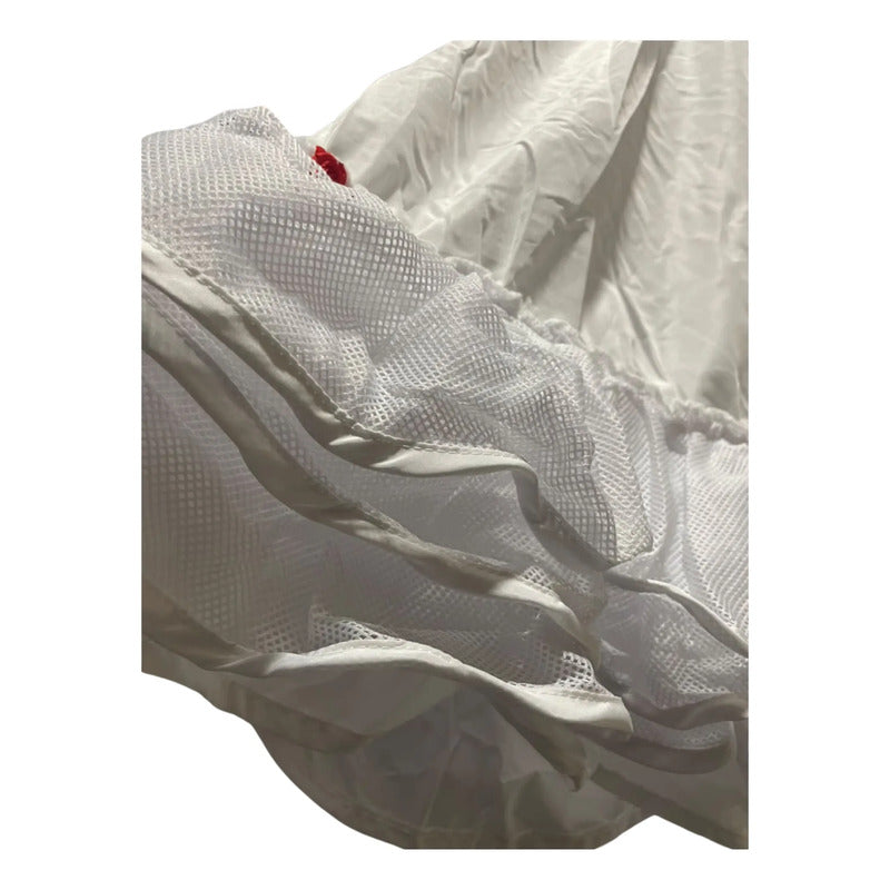 Falso Falda Baile Cueca Fiestas Patrias Blanco/flor Lisa S