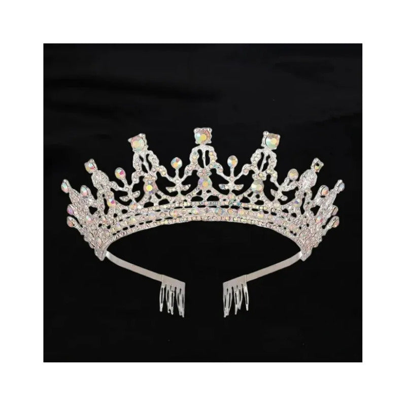 Corona De Reiana Princesa Metalica Accesorio Para Disfraz Plateado