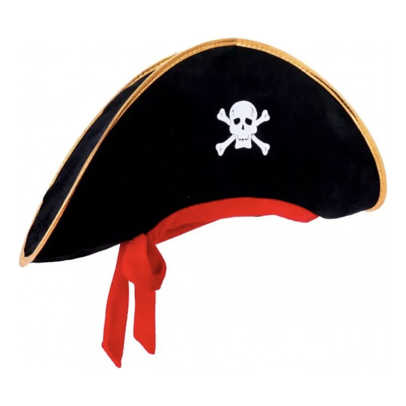 Sombrero De Pirata Halloween Cosplay Cotillon Fiestas Color Negro