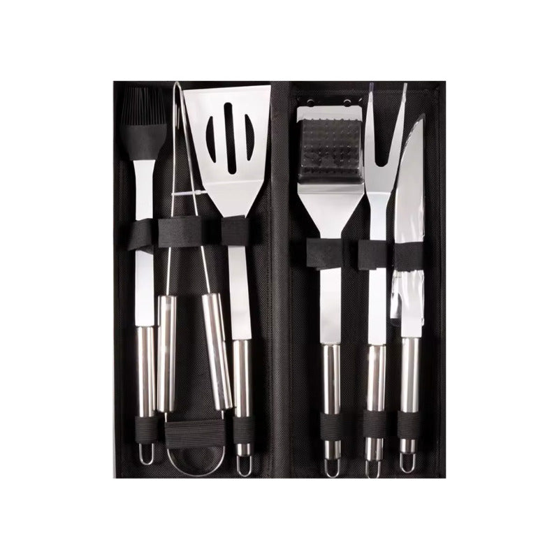 Set Parrillero 6 Piezas Acero Inoxidable Y Bolso Para Asado