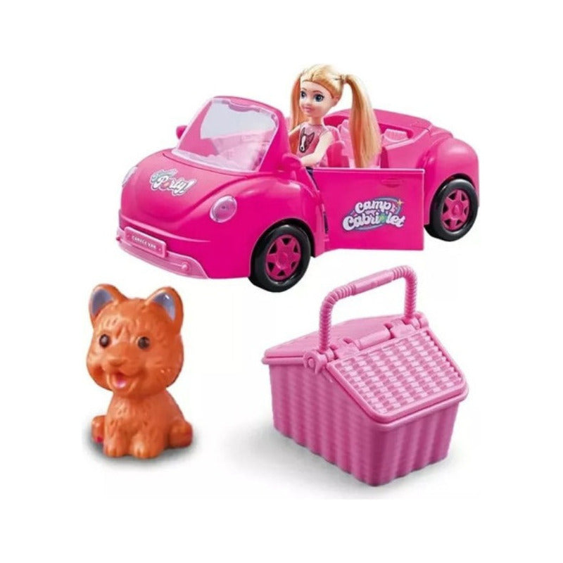 Juego Vehículo Muñeca Niña Viaje Divertido Color Rosa Fucsia