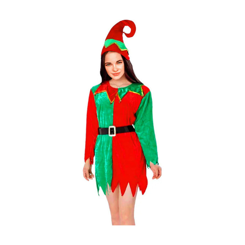 Disfraz Navideño De Elfa Para Mujer Rojo-verde Standar/ 170cm
