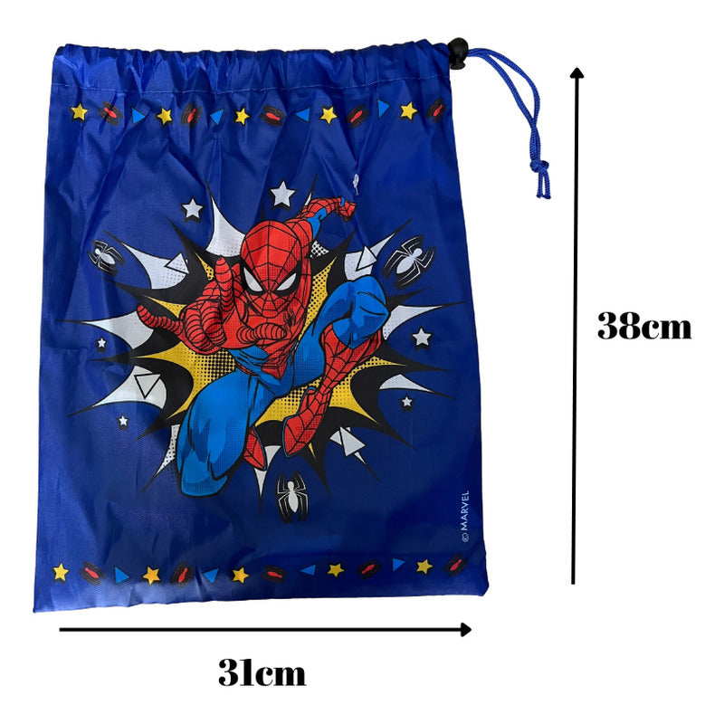 Bolsa De Genero Para Niños Párvulo + Toalla De Mano Algodon Azul Spiderman