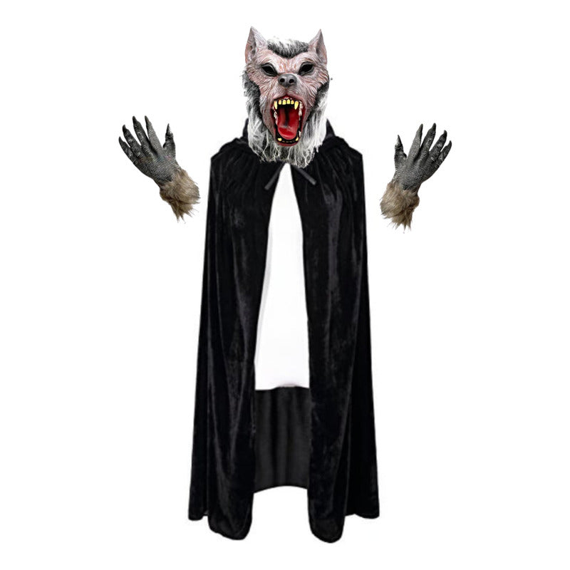 Disfraz De Lobo Capa Mascara Y Guantes Adulto