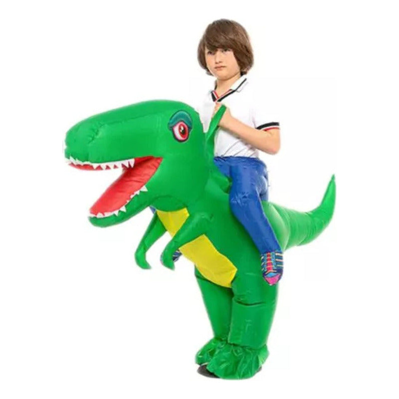 Disfraz Dinosaurio Inflable Disfraces Dino Ride Niño Verde 120-150 Estatura