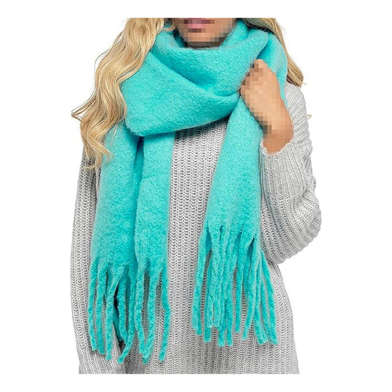 Bufanda Maxi Alpaca Unicolor Turquesa Liso Standar