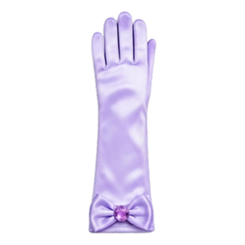 Guantes Princesa Lazo 30cm Niñas Para Cosplay Lila
