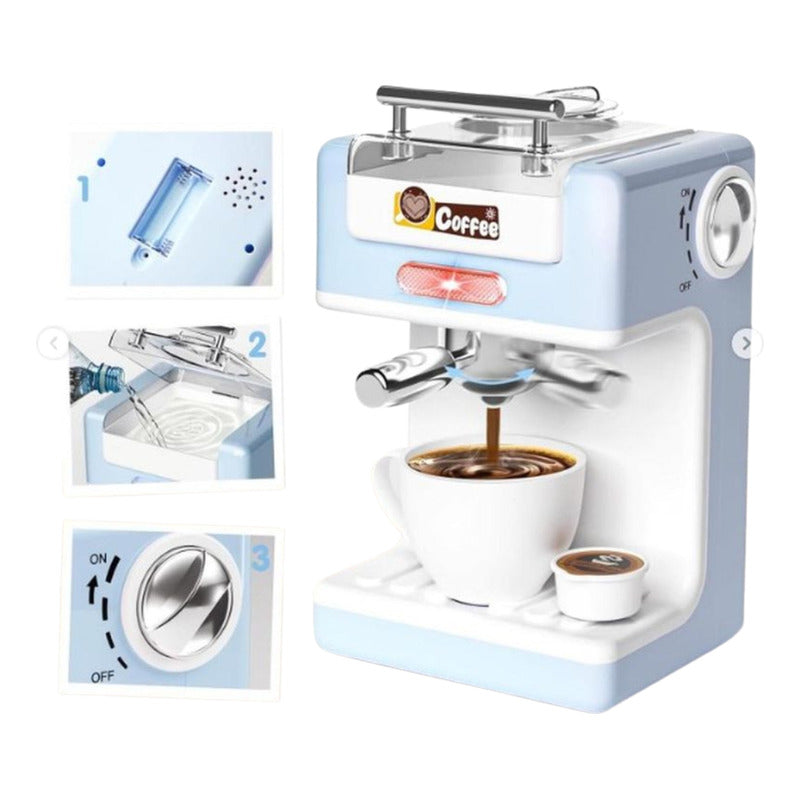 Maquina De Cafe Expreso Cafetera De Juguete Niños Celeste