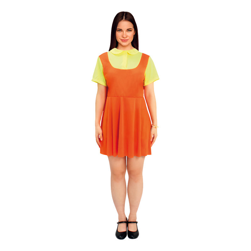 Disfraz Muñeca Juego Calamar Mujer Naranja S