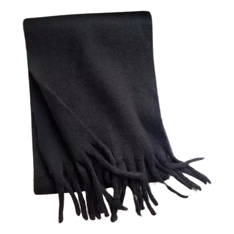 Bufanda Maxi Alpaca Unicolor Negro Liso Standar