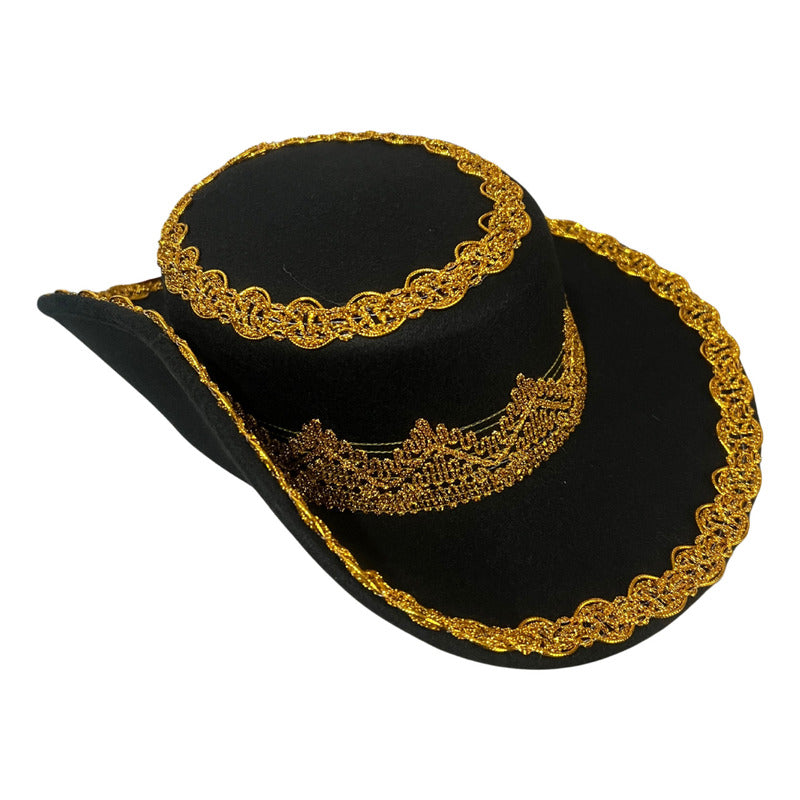 Sombrero Caporal Bailes Tipicos Juvenil Hombre Negro Standar 57cm Lisa