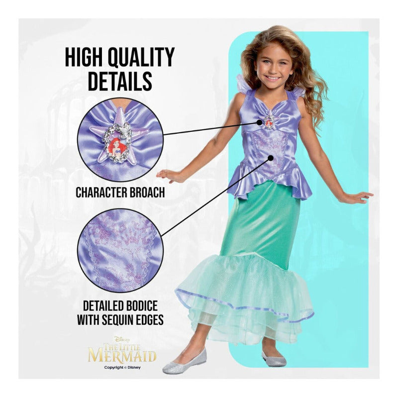 Disfraz De Princesa Ariel Sirenita Original Disney Niñas