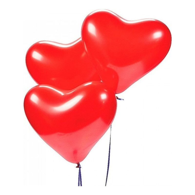 Pack 12 Uds Globos Decorativos De Látex Con Forma De Corazón Rojo Corazón