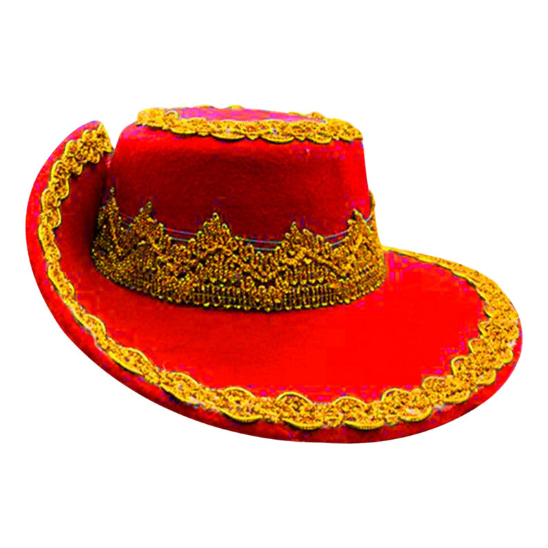 Sombrero Caporal Bailes Tipicos Juvenil Hombre Rojo Standar 57cm Lisa