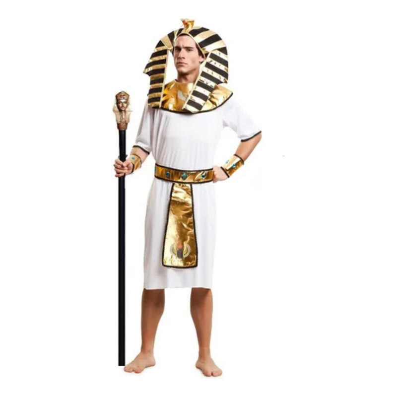 Disfraz De Faraon Egipcio Hombre Cosplay Blanco S